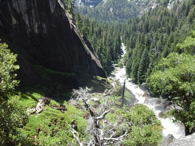 Looking back at the Mist Trail from the top